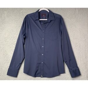 Untuckit  Shirt Mens Size Large Gironde Navy Blue Long Sleeve Nylon Elastane